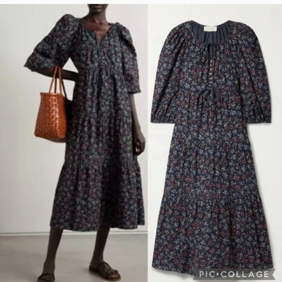 THE GREAT. Dresses & Skirts - THE GREAT Bonnett Floral Corduroy Tiered Maxi Dress Size 2 Prairie Pockets